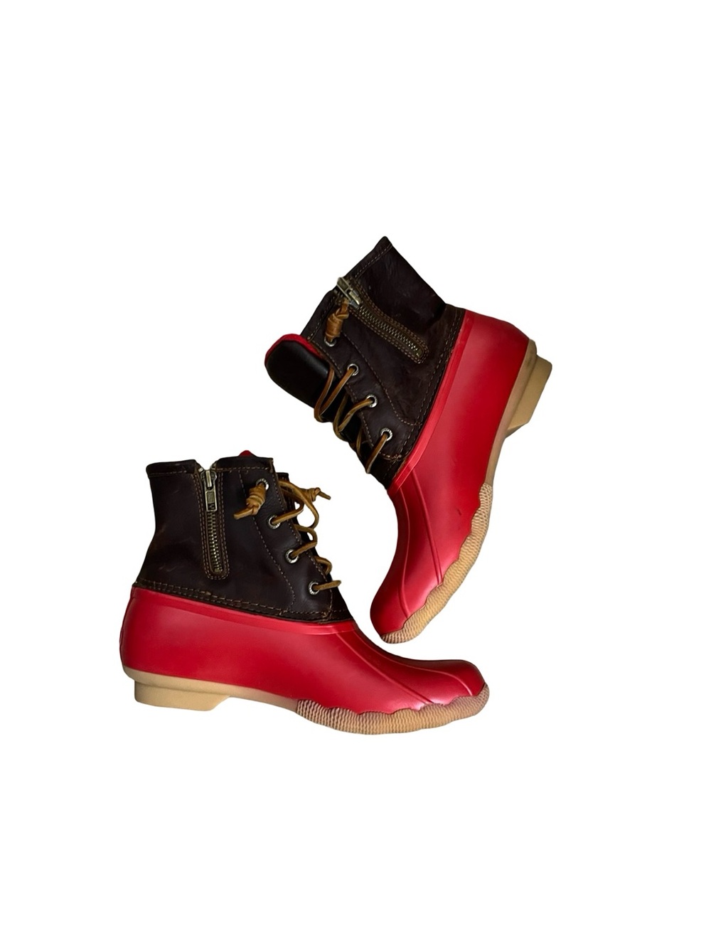Sperry Saltwater Duck Boots Women’s Size 8 Red & Brown Waterproof Rain Boots - Picture 5 of 5